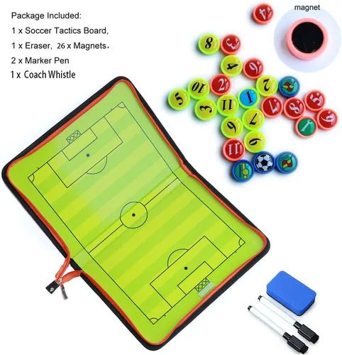 Vista 4 de Tabla táctica magnética para entrenadores de fútbol, portapapeles de entrenamiento de borrado en seco, herramienta de entrenador plegable