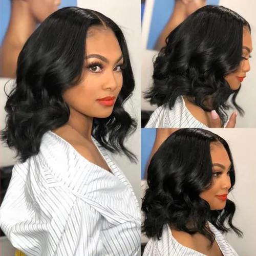 Vista 5 de Peluca de Cabello Humano con Corte Pixie Bob Sin Pegamento Pre Desplumada Pre Cortada Húmeda y Ondulada Pelucas de Encaje Frontal para Mujeres