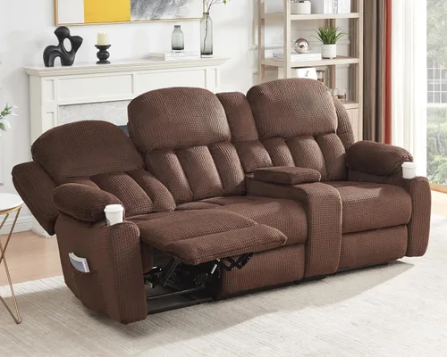 Vista 8 de Jocisland Sofá reclinable, sofá reclinable con portavasos, sofá reclinable de 3 plazas con respaldo de ala doble, cómodos sofás reclinables
