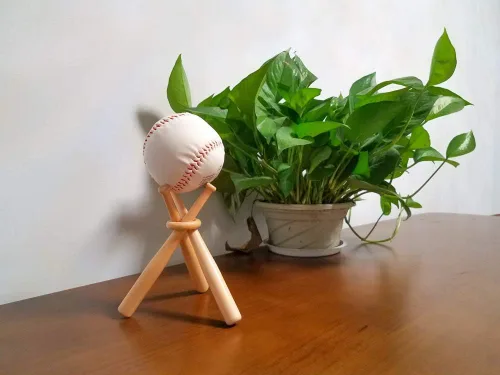 Vista 4 de Soporte de exhibición de béisbol de madera