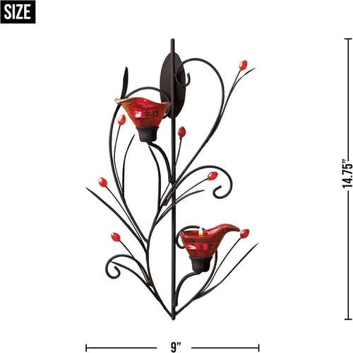 Vista 7 de Gifts & Decor, soporte de pared para colgar vela, Ruby Blossom Tealight