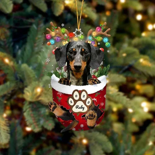 Vista 112 de Adornos personalizados de Pug cervatillo – Decoración personalizada para árbol de Navidad con patas de bolsillo de nieve