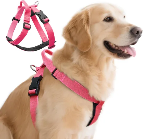 Vista 7 de Galaxy - Arnés reflectante para perro, ajuste ajustable de 4 puntos, hebillas antipellizcos, control de clip trasero y asa de emergencia, forro