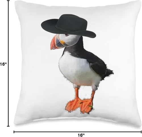 Vista 4 de Papageitaucher T-Shirt Cowboy Hut Vogel Geschenk Camiseta de frailecillo con sombrero de vaquero, idea de regalo, almohada de 16 x 16 pulgadas