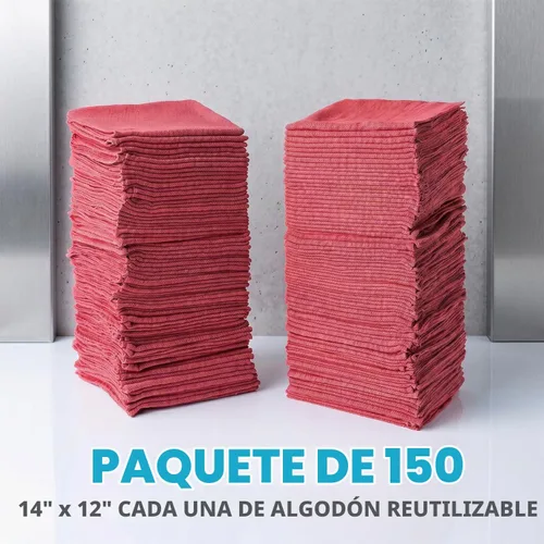Vista 6 de Toallas de Taller de Algodón Simpli-Magic de 14"x12" (Paquete de 150) – Trapos de Limpieza Reutilizables para Taller para Automóviles, Industrias