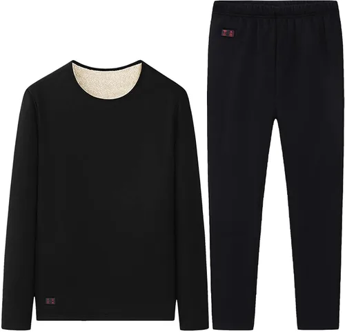 Vista 8 de NEBZCIV Conjunto de ropa interior térmica unisex de invierno con carga USB, ropa térmica de terciopelo de manga larga y pantalones largos