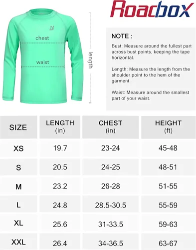 Vista 6 de Roadbox Camiseta de natación para niños, camiseta de manga larga con protección solar UPF 50+, para niños, pesca, surf, deportes al aire libre