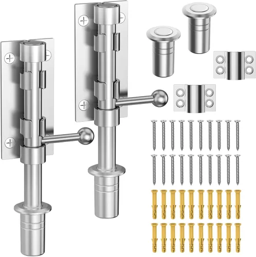Vista 10 de Cierre de puerta de perno deslizante, hardware de pestillo de perno de barril, cerradura de 16 cm de acero inoxidable 304 resistente y sólida