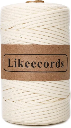 Vista 34 de Cordón de algodón trenzado de 0.11 pulgadas x 109 yardas, cuerda de algodón para macramé natural, estilo bohemio, para colgar plantas hechas a mano