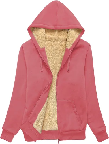 Vista 20 de SWISSWELL - Sudaderas con capucha para mujer, suéter de invierno con forro de vellón, con cremallera completa, forro de sherpa grueso Negro