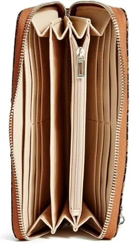 Vista 6 de GUESS Nichel Logo Satchel Bolsa de mano y cartera Set - NaturalRojo
