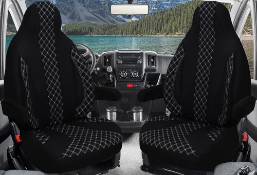 Vista 5 de Seat Covers for Drivers and Passengers Compatible with Motorhome Pössl Weinsberg Knaus Adria Dethleffs Fendt Carthago Bürstner Eura Mobile Pilot