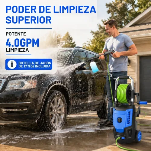Vista 4 de Lavadora a presión eléctrica 4800 PSI 4.0GPM Lavadora de alta potencia Azul