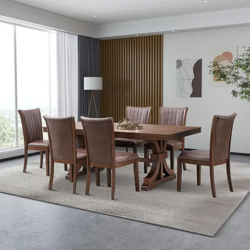 Vista 7 de Dining Chairs Set of 2, Modern Fabric Upholstered Kitchen Side Chairs with Open Back, Mid Century Farmhouse Wooden Chairs for Dining Room Table &