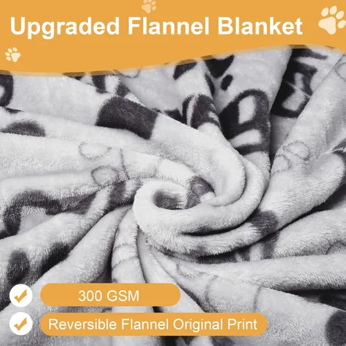 Vista 3 de Manta Suave para Perros para Perros Grandes - Manta Mullida para Mascotas para Gatos y Cachorros, Manta Reversible con Diseño de Huellas de Pata gris