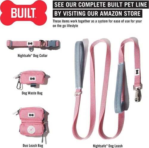 Vista 6 de BUILT Pet Nightsafe - Collar para perro pequeño, rosa y gris