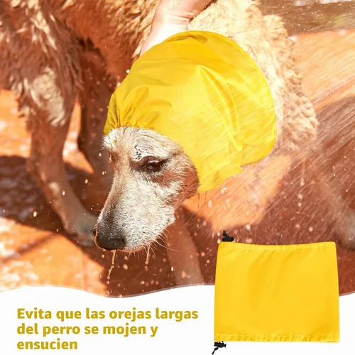 Vista 5 de Aliceset Gorro de ducha para perro, 3 unidades, impermeables, para baño, con diadema, protección para evitar infecciones de oído, 3