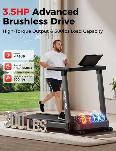 Vista 8 de Renestar Treadmill for Home with 25% Auto Incline 8.5MPH Max Speed, 300LBS Capacity, 3.5HP Home Office Treadmills for Running Jogging Walking