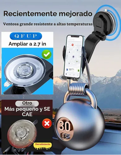 Vista 2 de Soporte inalámbrico para cargador de automóvil, carga rápida, sujeción automática de 15 W, soporte inteligente de inducción de control dual