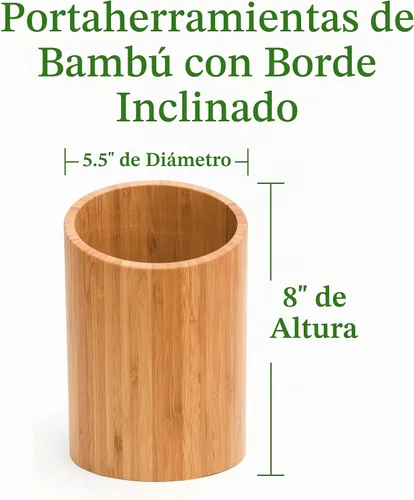 Vista 2 de Lipper International 8827 Soporte para herramientas de cocina de madera de bambú, 5-1/2 "x 8
