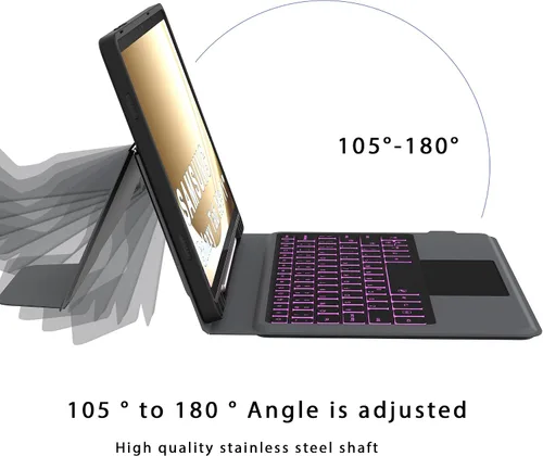 Vista 7 de Funda para teclado para Samsung Galaxy Tab A9+ A9 Plus de 11": Teclado con trackpad retroiluminado de 7 colores para Samsung Tab A9+ Plus 5G de 11