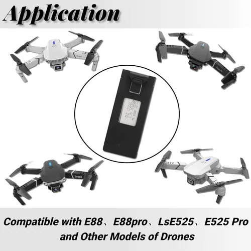 Vista 5 de VINGVO Baterías para drones – Juego de 5 baterías de litio de 3.7 V 1800 mAh, cable de carga, repuesto UAV para E88/E88PRO/E525PRO RC Drone