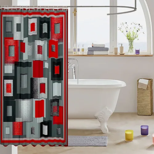 Vista 17 de Decorative White Baseball Shower Curtain Waterproof Polyester Fabric,Red Baseball Bat Bath Curtain Home Bathroom Decor Hanging Curtain with Hooks 72