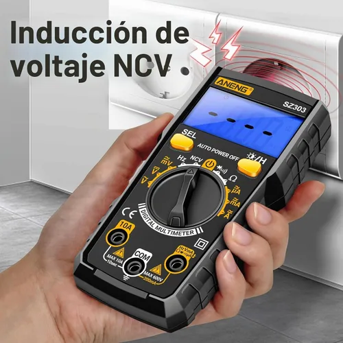 Vista 4 de Probador de multímetro digital, medidor de prueba de amplificador de voltios ohmios, voltímetro de CA CC y probador de voltaje de diodo de prueba