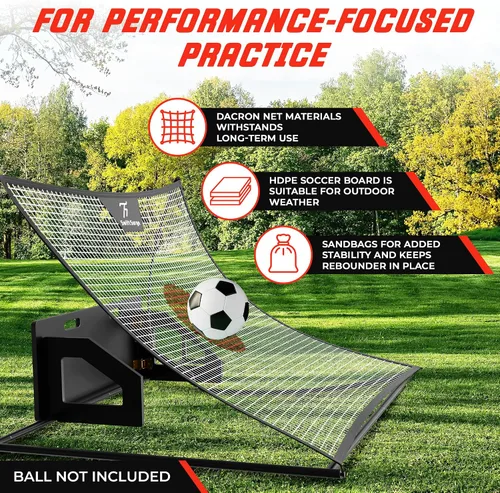 Vista 5 de Red rebotadora de fútbol SwiftSurge - Red de entrenamiento de fútbol plegable con tablero de rebote, tubos de hierro de acero - Red de fútbol