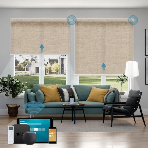 Vista 13 de Cortinas enrollables inteligentes de filtrado de luz motorizadas compatibles con HomeKit, persianas inteligentes para ventanas con 1% de apertura