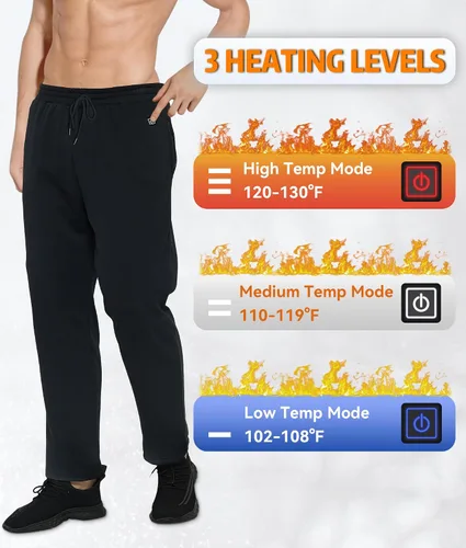 Vista 2 de FERNIDA Pantalones térmicos con batería eléctrica USB para hombres y mujeres, pantalones deportivos con calefacción de forro polar con bolsillos
