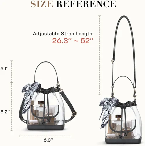 Vista 5 de Missnine Bolsa transparente aprobada para estadios, bolsa cruzada transparente de PVC transparente para mujeres, eventos de estadio de conciertos