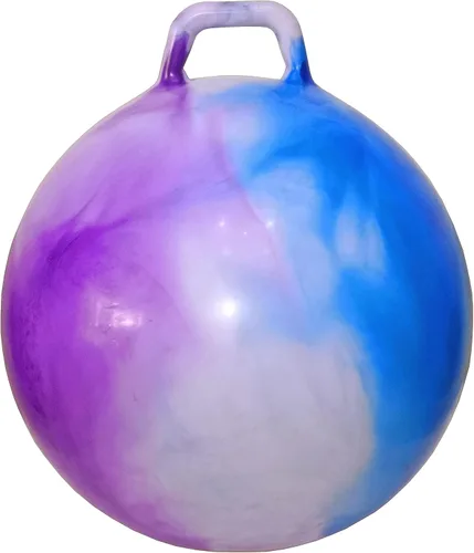 Vista 7 de AppleRound Hippity Hoppity Hopball with Pump – Sit-On Bouncy Exercise Ball with Handle, 18 inch / 45 cm for Kids Ages 3-7, Cloud Colors (Red & Blue)