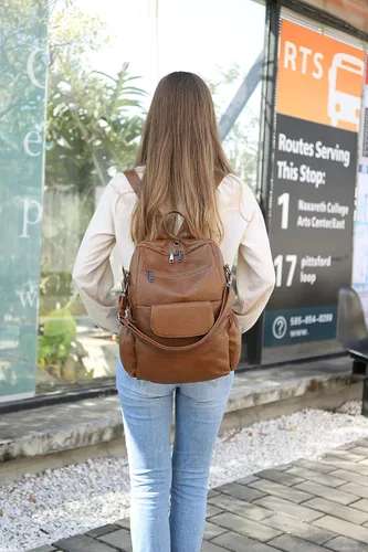 Vista 38 de Mochila de moda para mujer, impermeable, bolsa de viaje, bolsa de hombro convertible para mujer