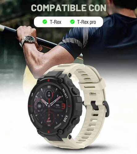 Vista 2 de MoKo Correa de reloj compatible con Amazfit T-Rex/T-Rex Pro Smartwatch, correa deportiva de repuesto de silicona suave, pulsera transpirable