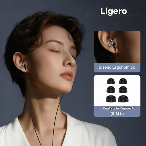 Vista 4 de Auriculares con cable USB C para Samsung Galaxy Negro
