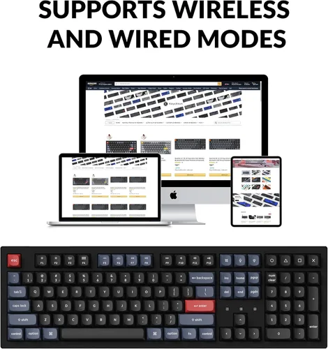 Vista 2 de Keychron K10 Pro Teclado mecánico inalámbrico personalizado, diseño 100% QMK programable Bluetoothcon cable RGB retroiluminado con interruptor