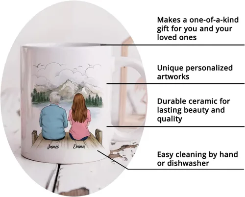 Vista 6 de Gossby Taza personalizada para padre - Regalos para padre, regalos para padre, mejores tazas de café para padre, taza personalizada para papá. Padre