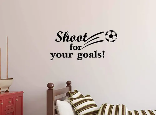 Vista 2 de Imposing Design Calcomanía de vinilo con cita de fútbol de 22 x 10 pulgadas, diseño de equipo deportivo, caligrafía artística, decoración