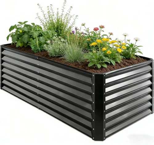 Vista 28 de GARDMAX 2x2x1FT Galvanized Round Raised Garden Bed Kit, Metal Planter Boxes Outdoor with Easy Assembly, Large Garden Bed for Vegetables, Fruits