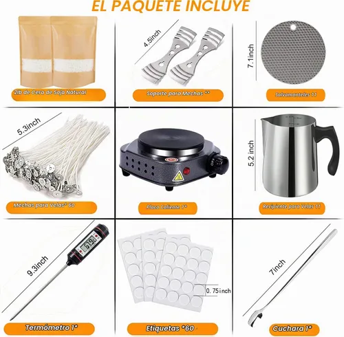 Vista 2 de Kit de fabricación de velas BBAXI con placa caliente electrónica, derretidora de cera de velas para fundir, incluye olla para verter, placa