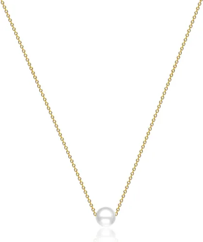 Vista 5 de Delicado collar con colgante de perlas para mujer, chapado en oro de 14 quilates, elegante collar de perlas de agua dulce, collar de perlas con clip