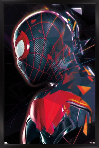 Vista 8 de Trends International Marvel's Spider-Man: Miles Morales - Póster de pared de perfil, 14.725 x 22.375 pulgadas, versión enmarcada de madera de granero