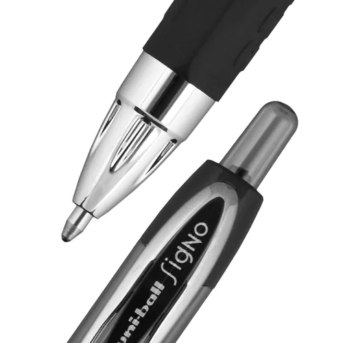 Vista 4 de uni-ball Paquete de 12 bolígrafos de gel retráctiles negros con puntos gruesos, 207 bolígrafos Signo Click son a prueba de fraude y los mejores
