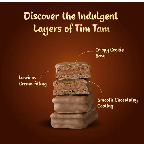 Vista 3 de Arnott's Tim Tam - Galletas de chocolate con leche, sabor original, paquete familiar de 12.9 onzas, auténticas importadas