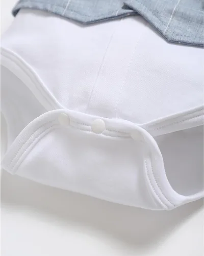 Vista 17 de Conjunto de chaleco para bebés y niños pequeños, camisa corta con corbatín y pantalones, trajes elegantes