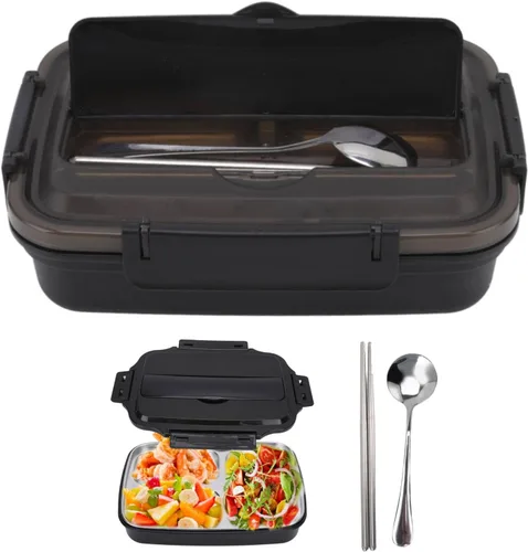 Vista 9 de Lonchera portátil de acero inoxidable 304 Bento Box Lunch Containers Caja de almacenamiento de alimentos con 4 compartimentos vajilla