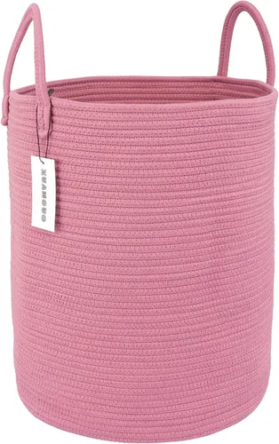 Vista 16 de XUANGUO - Cesta de lavandería de cuerda de algodón, cesta tejida de almacenamiento para ropa, cesta de mimbre para sala de estar, dormitorio, cesta