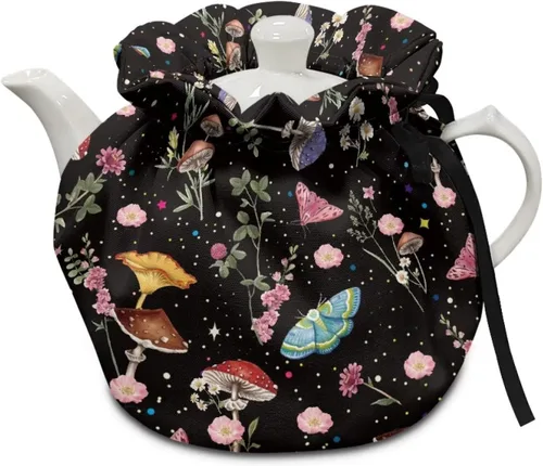 Vista 24 de DISNIMO Funda de tetera aislada a prueba de polvo con diseño floral de colibrí, para mantener el calor, accesorios decorativos, colcha