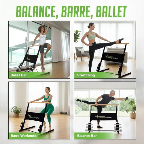 Vista 7 de Portable Folding Exercise Bar for Barre, Balance and Ballet Home Workouts, Strong Freestanding Stable Design